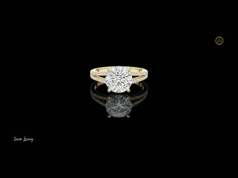 2.50 CT Luxurious Round Cut Moissanite Diamond Split Shank Pave Setting Ring Shiny Jewelry For Bridal