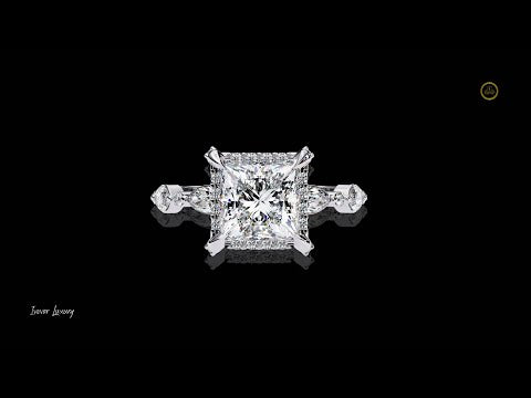 2.28 CT Sparkling Lab Grown Princess Cut Diamond Pave Ring Luxury Anniversary Ring