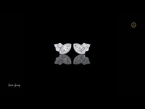 0.30 CT Exquisite Marquise Moissanite Diamond Cluster Stud Earrings in Bezel Setting for Timeless Elegance