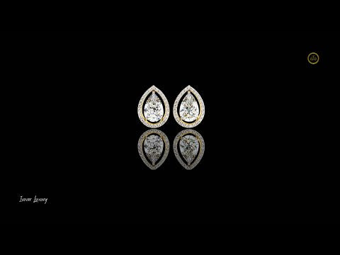 0.71 CT Luxury Lab Created Pear Shaped Halo Stud Earrings Perfect for Special Occasions