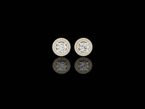 2.00 CT Radiant Aura Round Moissanite Diamond Halo Stud Earrings with Double Halo Setting