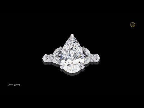 Pear Cut Lab Diamond Engagement Ring Marquise Side Stones
