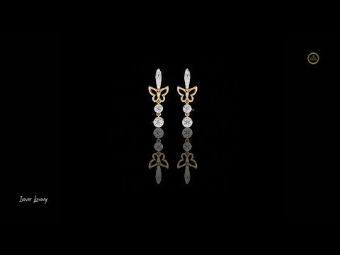 0.55 TCW Elegant Butterfly Moissanite Diamond Drop Earrings with Pave Accents and Bezel Set Round Diamonds