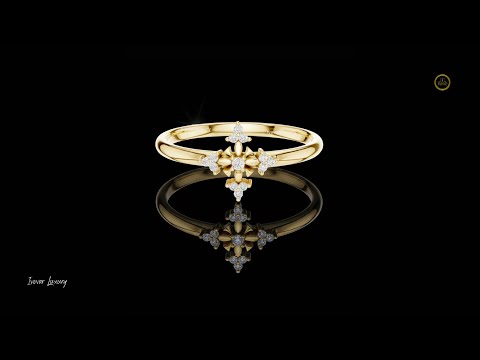 Round Lab Diamond Floral Cluster Ring with Minimal Petal Design