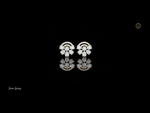 0.33 CT Art Deco Inspired Fan Shaped Moissanite Diamond Cluster Stud Earrings