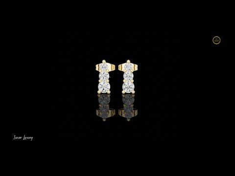 0.88 TCW Triple Round Moissanite Diamond Drop Stud Earrings for Timeless Everyday Luxury