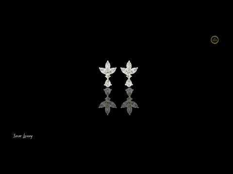 1.05 CT Bloom Grace Floral Diamond Drop Earrings with Marquise and Pear Cut Moissanite Diamonds