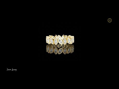 1.04 TCW Bold Eternity Band Featuring Bezel Set Marquise Cut Lab Diamonds in a Continuous Leaf Pattern