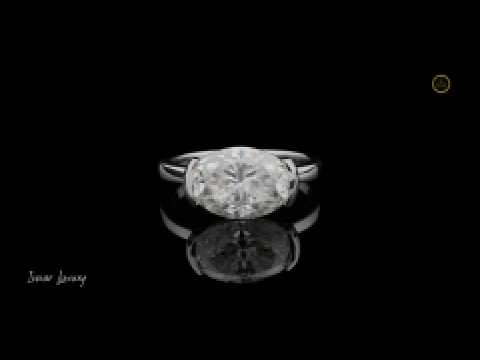 East West Oval Lab Diamond Semi Bezel Ring