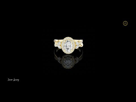 1.09 CT Lumina Oval Cut Halo Moissanite Diamond Ring with Sculpted Diamond Accents For Special One