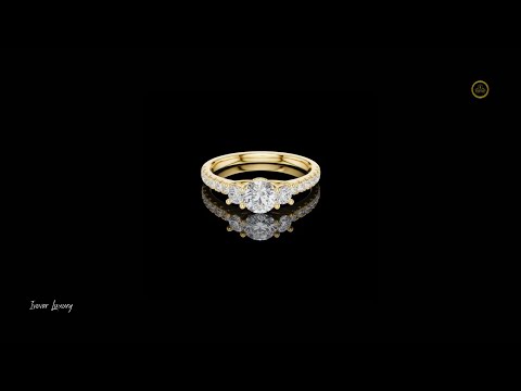 0.50 TCW Three Stone Moissanite Diamond Centerpiece with a Pavé Set Sparkling Diamond Band