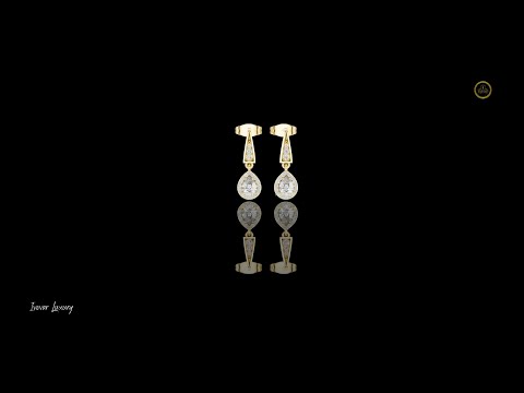 0.27 CT Sparkle-Enhanced Pear Halo Drop Lab Grown Earrings in Gold with Tapered Pave Link Brilliance For Her