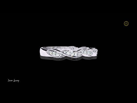 0.33 TCW Vintage Round Cut Lab Grown Diamond Ring Dainty Leaf Pattern Twisted Band by Ivevar