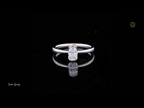 1.00 TCW Modern Oval Cut Lab Grown Diamond Solitaire Ring with Sleek Half Bezel Setting in Polished White Gold