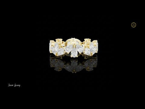 Pear Cut Lab Diamond Floral Eternity Band Ring