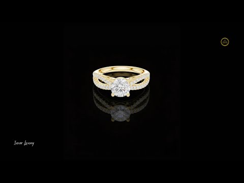 0.90 CT Elegant Round Cut Moissanite Diamond Split Shank Pave Sparkling Engagement Ring Fine Jewelry