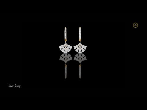 0.48 TCW Classic Geometric Fan Shaped Pave Round Cut Moissanite Diamond Drop Earrings Subtle Shine