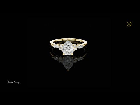 1.00 CT Vintage Moissanite Pear Cut Diamond Ring Premium Bridal Statement Ring