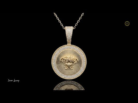 0.89 TCW Luxury Medusa Face Moissanite Diamond Pendant Greek Mythology Charm Statement Medallion Jewelry