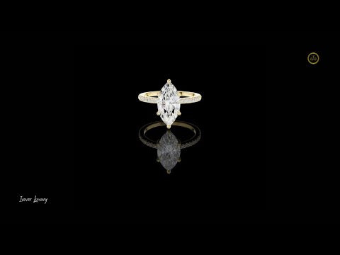 2.00 CT Elegant Marquise Cut Lab Grown Diamond Solitaire Ring with Pave Set Gold Band
