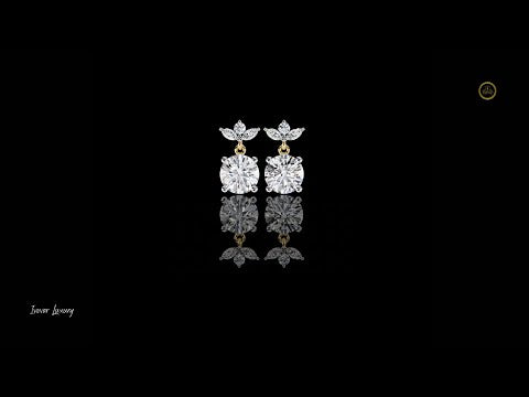 1.84 CT Luxury Round Cut Moissanite Diamond Drop Earrings with Marquise Cut Crystal Floral Top Cluster