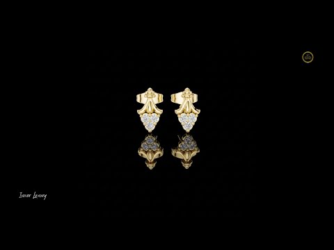 0.18 TCW Vintage Scroll Moissanite Diamond Stud Triple Round Diamond Cluster Ornate Crown Motif Earrings
