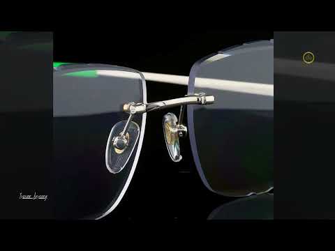 Premium Silver Rimless Sunglasses with Smoke Gray Crystal-Cut Lenses