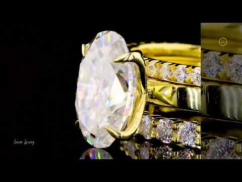 Oval Cut Lab Diamond Bridal Ring Set With Full Eternity Band