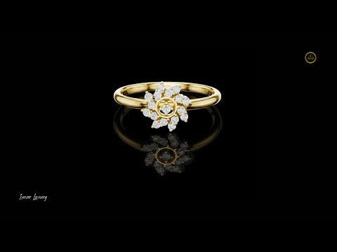 Floral Inspired Round Moissanite Diamond Halo Anniversary Ring