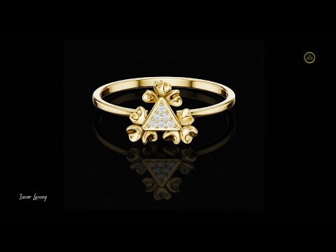 0.024 TCW Luxury Lab Grown Round Diamond Triangle Petal Ring Exquisite Flower-Inspired Ring