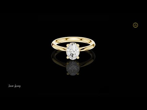 Oval Cut Moissanite Diamond Solitaire Rings With Four Prong