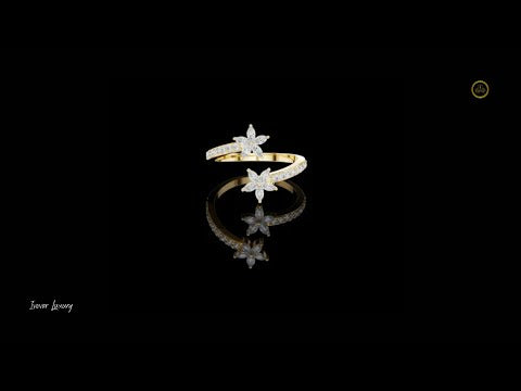 Double Marquise Flower Open Wrap Lab Diamond Promise Ring
