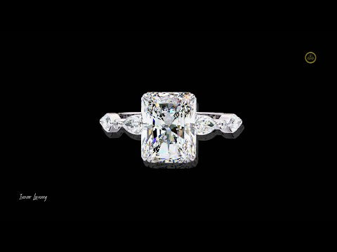 Radiant Lab Diamond Wedding Ring With Marquise Side Stone