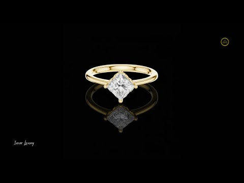 0.78 TCW Shiny Princess Cut Lab Grown Diamond Solitaire Dainty Engagement Ring Unique Modern Design For Her