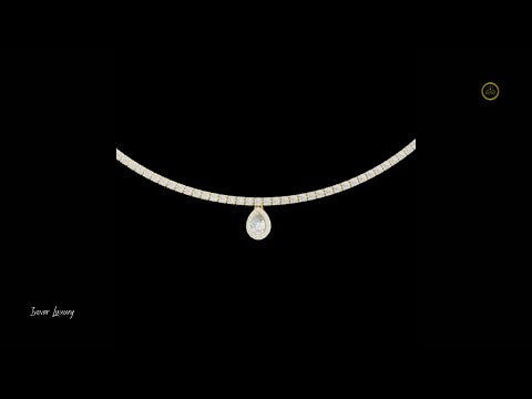 0.25 CT Elegant Moissanite Round Tennis Necklace with Pear Shaped Drop Pendant Classic Redefined