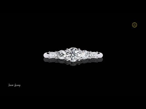 0.36 CT Exquisite Round & Baguette Cut Lab Grown Diamond Ring Ethical & Sustainable Luxury Jewelry