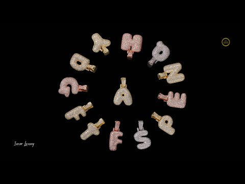 Bling Bling Custom Pendant  Lab-Grown Diamond Silver Letter Charm by Ivevar