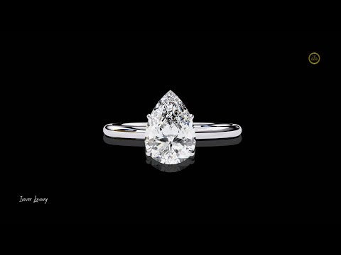 Teardrop Pear Lab Diamond Solitaire Engagement Ring
