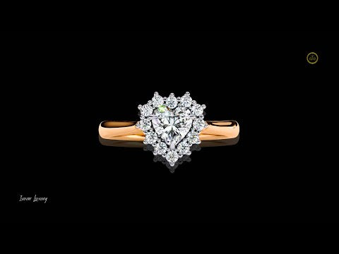 0.59 CT Romantic Heart-Shaped Lab Grown Diamond Halo Ring Set in Captivating Symbol of Love