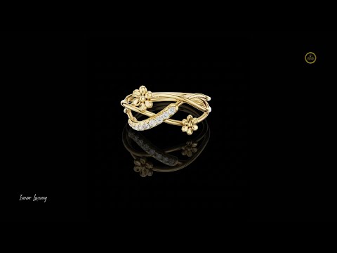 Twisted Pave Band Floral Inspire Lab Engagement Ring