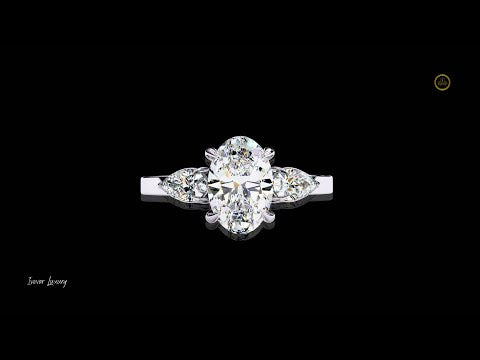 1.20 CT Three Stone Oval Cut Lab Grown Diamond Ring with Side Pear Cut Elegance For Still Love