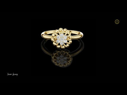 0.075 TCW Intricate Open Work Floral Design and Moissanite Diamond Cluster Ring