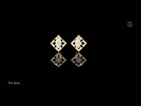 0.048 TCW Architectural Geometric Moissanite Round Diamond Frame Stud Earrings with Floating Accents