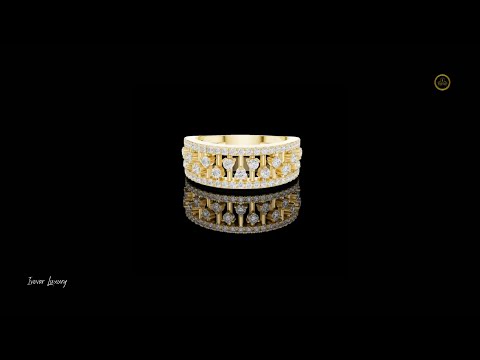 0.60 TCW Diamond Cascade Band Round Cut Lab Grown Brilliance in a Double Row Pavé Setting