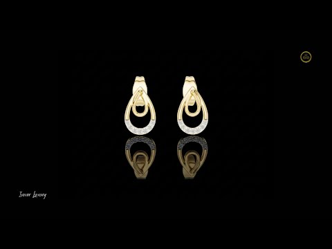 0.076 TCW Iconic Loop Moissanite Round Diamond Gold Stud Earrings with Interlinked Teardrop Elegance