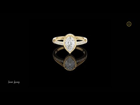 Pear Bezel Set Lab Diamond Ring With Split Shank Pave Band