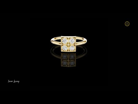 0.26 TCW Modern Four Round Moissanite Diamond Ring Featuring Square Cluster