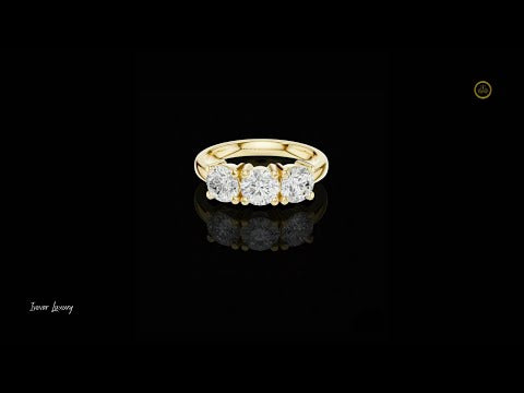 1.5 TCW Radiant Round Three Stone Lab Grown Diamond Ring Classic Trilogy Design For Her