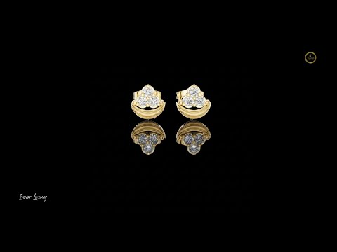 0.36 TCW Luna Crest Moissanite Diamond Cluster Gold Stud Earrings with Sculpted Crescent Design For Her