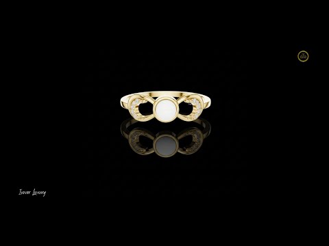 0.04 TCW Infinity Inspired Gold Moissanite Diamond Ring with Pearl Center & Round Pavé Accent Curves